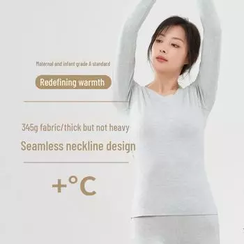 Комплект термобелья из немецкого бархата для женщин - бесшовный, шелковый акрил, большой размер, мягкий и теплый, осенне-зимняя одежда M