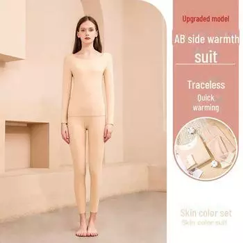 Комплект термобелья унисекс из немецкого бархата: Круглый вырез, плюшевый, эластичный, плотный, для осени/зимы — для мужчин и женщин. XXXL