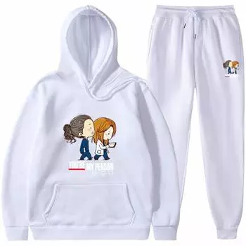 Комплект толстовок с капюшоном для мужчин и женщин с принтом «Внешняя торговля, стажировка, доктор, серый» с флисовой толстовкой, спортивная одежда для осени и зимы S