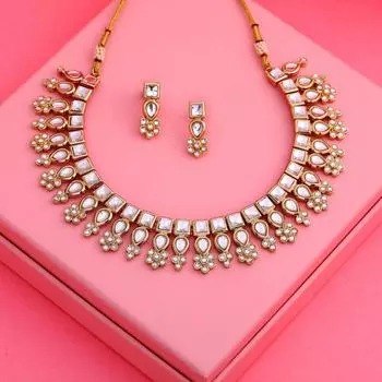 Комплект традиционных позолоченных украшений Estele Kundan для женщин