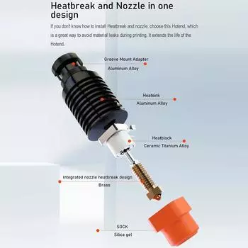 Комплект Trianglelab TD6S Hotend с керамическим нагревательным кольцом + сопло V6, совместимое с 3D-принтером Voro Volcano nozzle