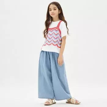 Комплект трикотажной майки GU by Uniqlo GIRLS с короткими рукавами и буквами Т