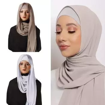 Комплект трубчатой шляпы, хиджаб, шифоновый платок, головной убор, модальная тюрбан-шляпа, разноцветная шляпа