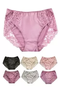 Комплект трусиков из цветочного кружева Lino Ulu, эластичные хлопковые кружевные трусики больших размеров, темный, 3 штуки [Эластичные, Дышащие, Ткань, 100% ластовица] Женский комплект, (Дж. П.,