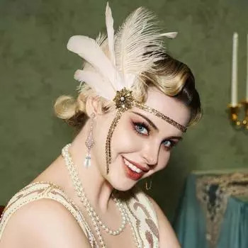 Комплект украшений 1920-х годов, повязка на голову, перчатки, серьги, сверкающие серьги, головной убор с пайетками, бусины, аксессуары для ролевых игр C