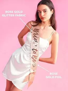 Комплект украшений для девичника с блестками из розового золота - Принадлежности для девичника | Пояс, тиара, фата для невесты розового золота