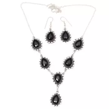 Комплект украшений для друзей с черными камнями-спинальными камнями, ожерелье 18-20 дюймов