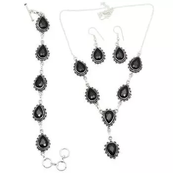 Комплект украшений для друзей с черными камнями-спинальными камнями, ожерелье 18-20 дюймов