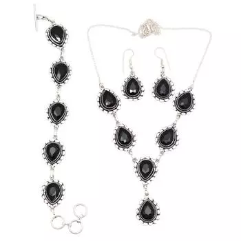 Комплект украшений для друзей с черными камнями-спинальными камнями, ожерелье 18-20 дюймов