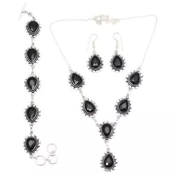 Комплект украшений для друзей с черными камнями-спинальными камнями, ожерелье 18-20 дюймов