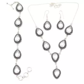 Комплект украшений «Друзья» с белым топазом и драгоценными камнями, ожерелье 18-20 дюймов