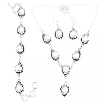 Комплект украшений «Друзья» с белым топазом и драгоценными камнями, ожерелье 18-20 дюймов