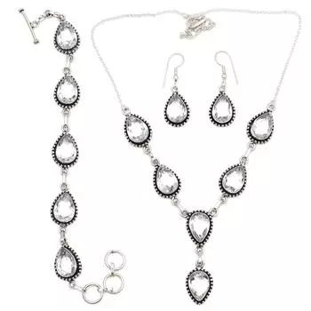 Комплект украшений «Друзья» с белым топазом и драгоценными камнями, ожерелье 18-20 дюймов