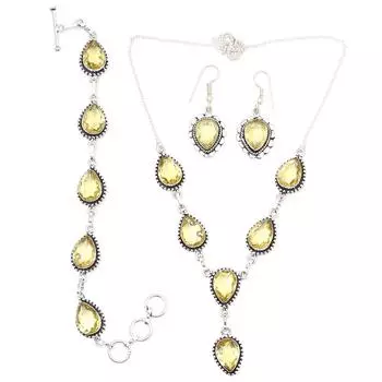 Комплект украшений «Друзья» с драгоценными камнями и лимонным топазом, ожерелье 18-20 дюймов