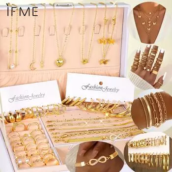 Комплект украшений IF ME из 58 предметов для женщин - Включает серьги, ожерелья, кольца, браслеты и браслеты на ногу - Идеально подходит для повседневного наряда и подарка (Коробка в комплект не входит)