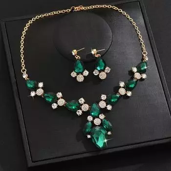 Комплект украшений из двух частей: ожерелье, серьги, гальванопокрытие, преувеличенный темперамент