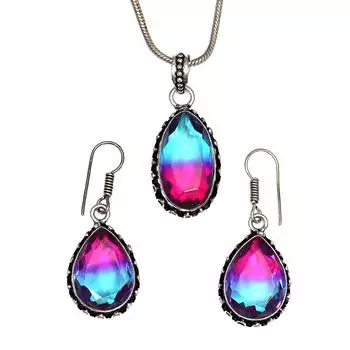 Комплект украшений из кварца и био-турмалина 18-20 ручной работы для женщин унисекс новый