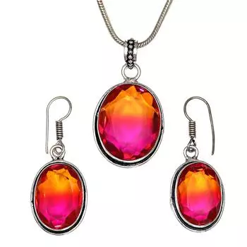 Комплект украшений из кварца и био-турмалина 18-20 ручной работы для женщин унисекс новый