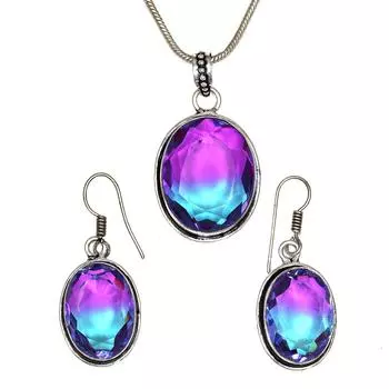 Комплект украшений из кварца и био-турмалина 18-20 ручной работы для женщин унисекс новый