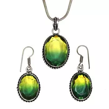 Комплект украшений из кварца и био-турмалина 18-20 ручной работы для женщин унисекс новый