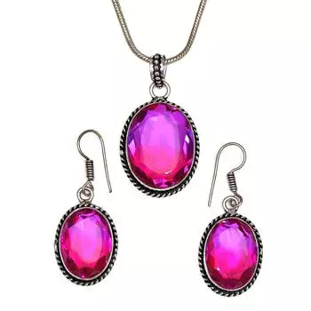 Комплект украшений из кварца и био-турмалина 18-20 ручной работы для женщин унисекс новый