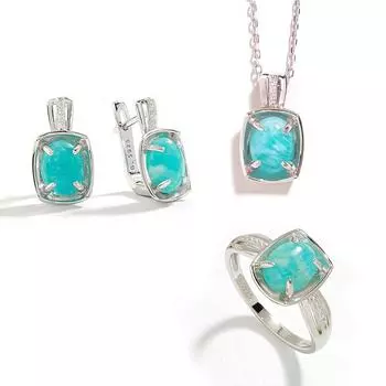 Комплект украшений из натурального амазонита, овальные серьги 7*9 мм, кольцо, настоящий драгоценный камень, серебро 925 пробы, изысканные украшения для женщин, жены, мамы, хороший подарок us ring size 6# синий