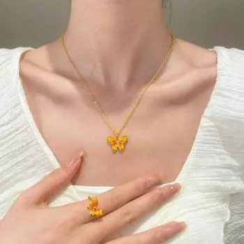 Комплект украшений из ожерелья с градиентной цепочкой Dream Misty Rain Butterfly 1 pcs-ring