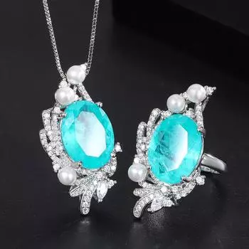 Комплект украшений Para Blue Simulation, ожерелье, подвески