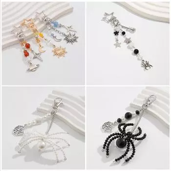 Комплект украшений «Подсолнух» с хрустальным брелоком и белым жемчугом «Паук» — 3 предмета