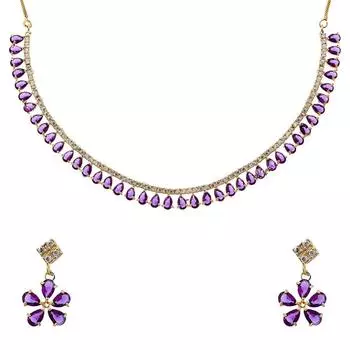 Комплект украшений Позолоченное колье с американскими бриллиантами и серьги, украшения для женщин и девочек