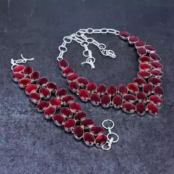 Комплект украшений ручной работы из серебра 925 пробы с мозамбикским гранатом z9V39