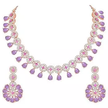 Комплект украшений с колье и серьгами Kundan and American для женщин с бриллиантами