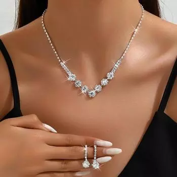 Комплект украшений Свадебные аксессуары Ожерелье Серьги Браслет Трехкомпонентный вечернее платье Свадебная партия