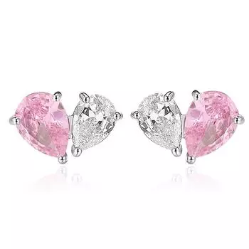 Комплект украшений «Темпераментная любовь» с розовым цирконием, серьги-гвоздики в форме сердца, ожерелье, дизайн, чувство высокого класса, легкий, роскошный женский подарок