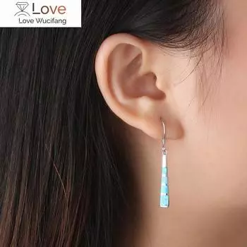 Комплект украшений в форме геометрического шарма, синее имитация огненного опала, кулон с серьгами для женщин, аксессуары для вечеринки, подарок на день рождения Chain length: 45cm