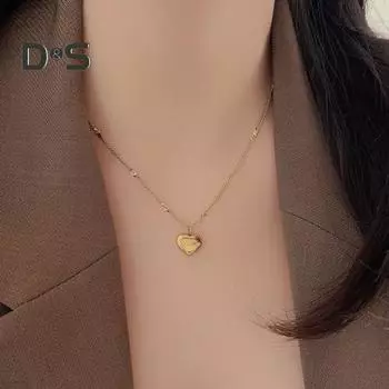 Комплект украшений в форме сердца, золотое ожерелье в форме сердца, серьги-кольца, подарки на день рождения, годовщину свадьбы для женщин золотистый