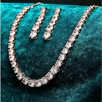 Комплект украшений в классическом стиле AD/американский бриллиант с шипами из розового золота, комплект ожерелья ручной работы в виде круга для женщин и девочек