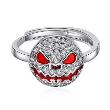 Комплект украшений в стиле хип-хоп с бриллиантами Thriller Expression Halloween с круглым кольцом и дизайном