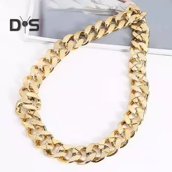 Комплект украшений в стиле панк, унисекс, хип-хоп, преувеличенная толстая цепочка, декор из страз, золотистый цвет, клубная вечеринка, солнцезащитные очки, ожерелье, браслет, кольцо золотистый