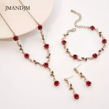 Комплект украшений в стиле ретро из французских цветов, романтический браслет с розами, универсальное ожерелье высокого класса, комплект из 3 предметов