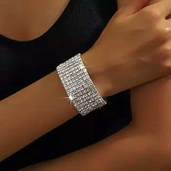 Комплект украшений Женственность Стразы Посеребренные Ожерелье Серьги Браслет Кольцо Комплект из четырех предметов