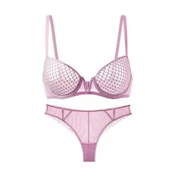 Комплект ультратонкого бюстгальтера из французского кружева в сотовую структуру для всех размеров 80D