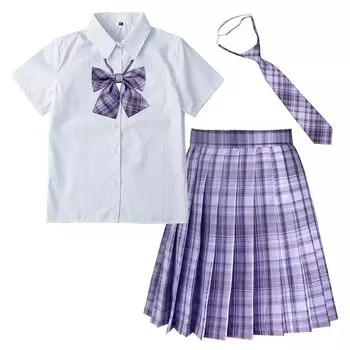Комплект униформы JK Косплей Костюм униформы JK Длина 48 см Комплект из 4 предметов Хэллоуин школьная форма для девочек с короткими рукавами верх и низ комплект квадратный воротник белый