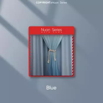 Комплект универсальных штор серии Nuan, прозрачные шторы с градиентным цветом и плотные шторы сплошного цвета для окон, гостиной, спальни, домашнего декора W100cm x L200cm синий