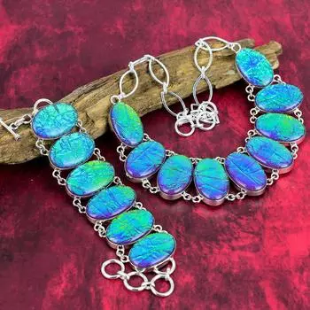 Комплект ювелирных изделий из браслета и ожерелья с розовым австралийским тройным опалом, ювелирные изделия из стерлингового серебра 925 пробы, потрясающий комплект украшений ручной работы из драгоценных камней для мамы Adjustable With 8 -18 розовый