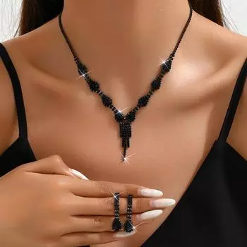 Комплект ювелирных изделий из кристаллов высшего качества, ожерелье в форме капли воды, серьги, комплект женских ювелирных изделий.