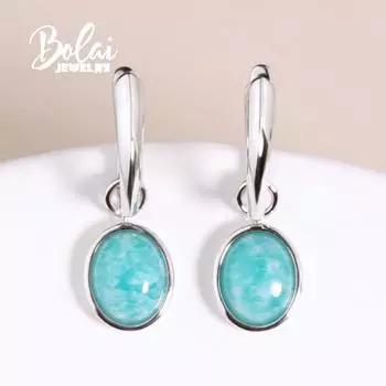 Комплект ювелирных изделий из натурального амазонита, стерлинговое серебро 925 пробы, ожерелье, серьги, простой дизайн для женщин, изысканные ювелирные изделия M зелёный/белый