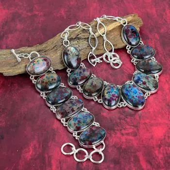 Комплект ювелирных изделий из ожерелья и браслета из лабрадорита Multi Flash, натуральные украшения из стерлингового серебра 925 пробы, регулируемая цепочка, серебряные украшения для подарка Adjustable With 8 -18 разноцветный