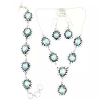 Комплект ювелирных изделий из швейцарского синего кварца с ожерельем 18-20