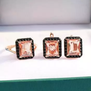 Комплект ювелирных изделий из стерлингового серебра 925 пробы, изменение цвета, зултанит диаспор, октябрь 8*10 мм, серьги, кольцо, драгоценный камень для женщин, хороший подарок us ring size 6# коричневый